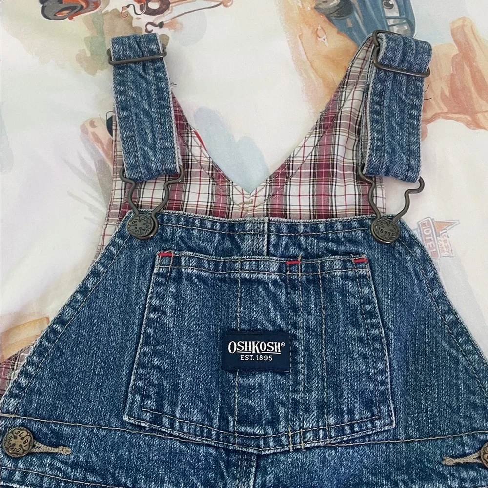 Vintage Oshkosh denim plaid lined 24 months